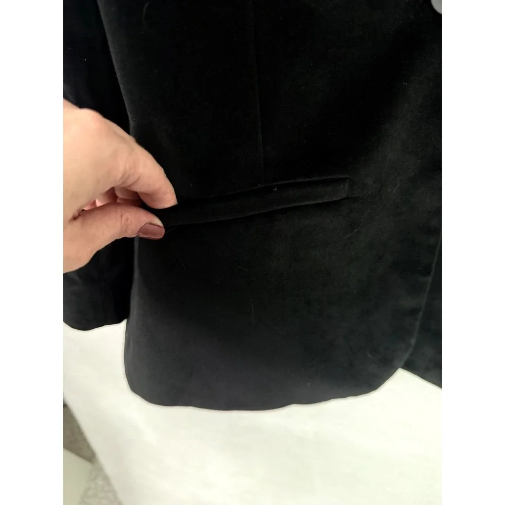 Madewell Black Velvet Single Button Blazer Jacket Womens Size‎ 2